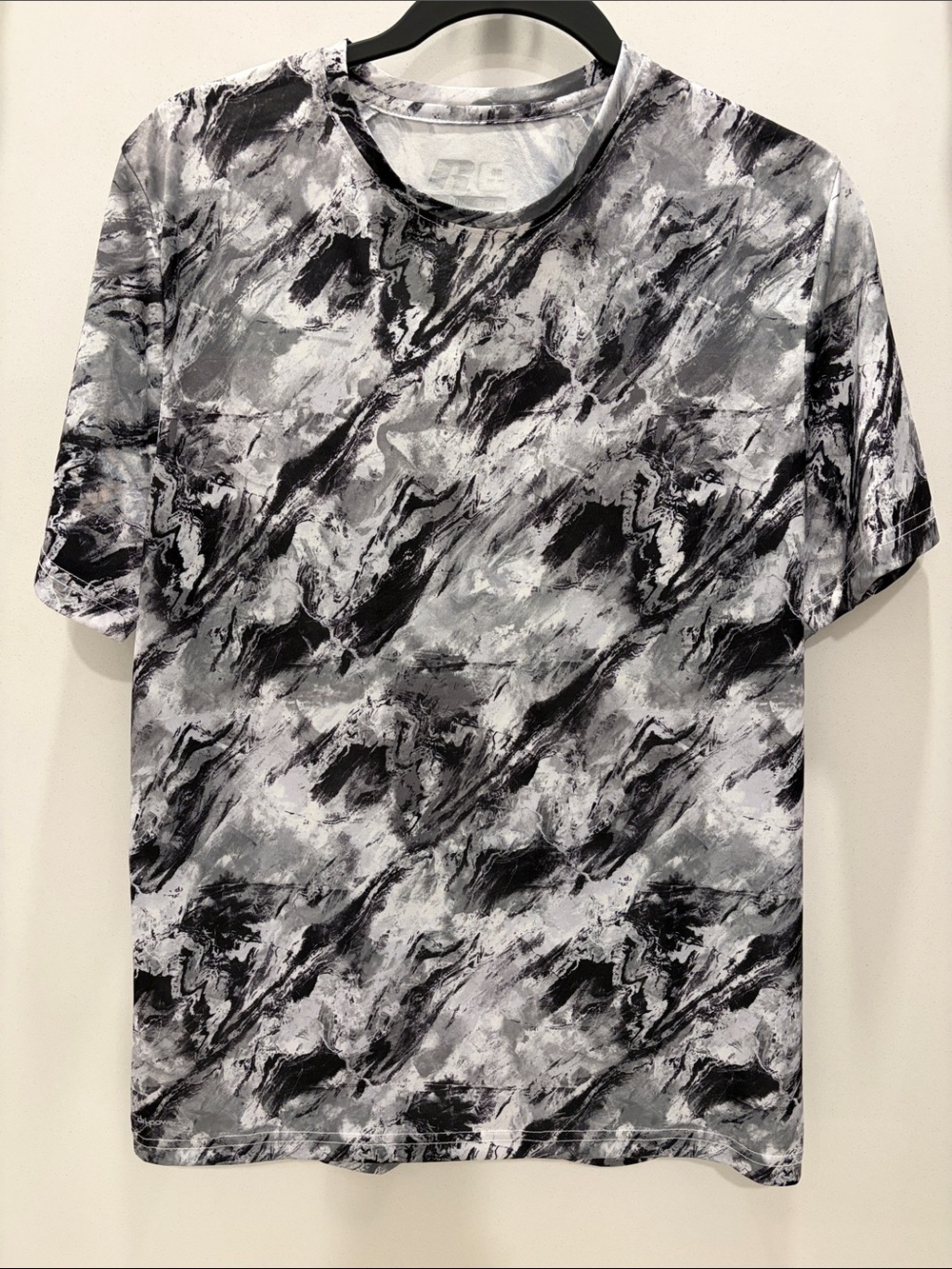 Russell Athletic Black and Gray Marble-Print Short Sleeve Tee
